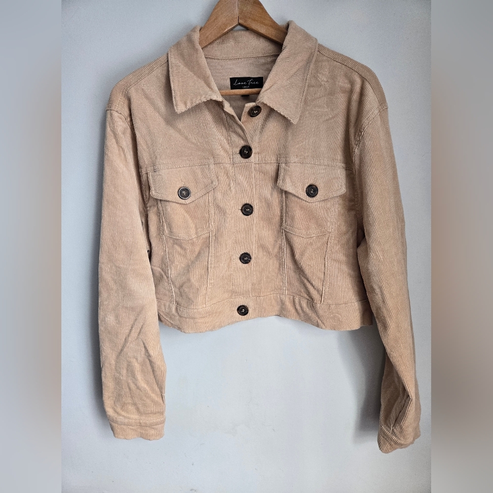 LOVE TREE Beige Corduroy Cropped Jacket
